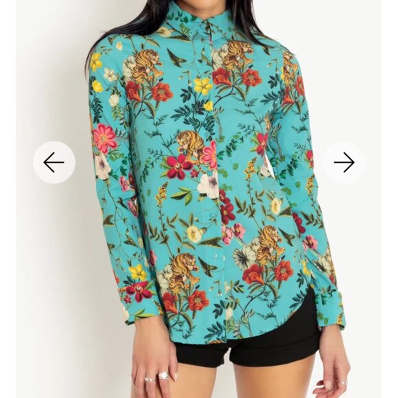 Blackmilk Tops - Blackmilk Clothing Tropical Tiger Long Sleeve Business Time Shirt XL